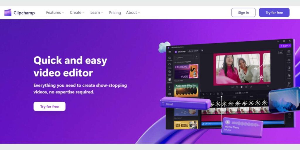 Clipchamp - Best AI Video Editing Software