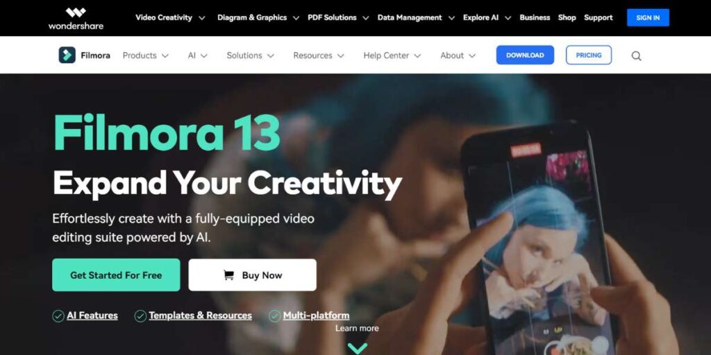 Wondershare Filmora - Best AI Video Editing Software