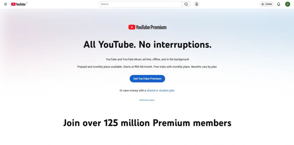 ad-free Y​o‍uTub‌e apps-YouTube Premium