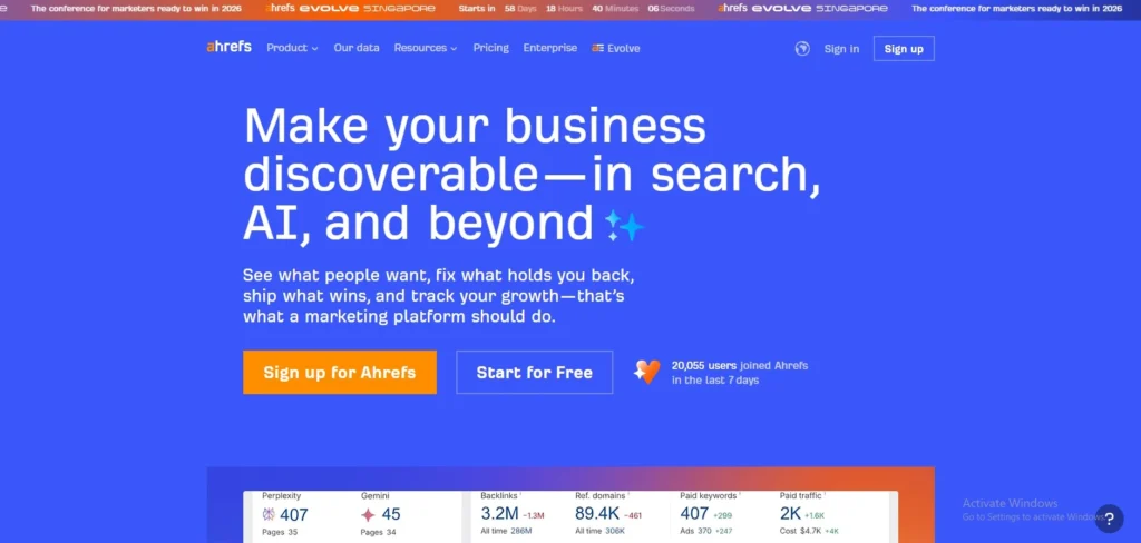 Google Ads competitor analysis tool- Ahrefs