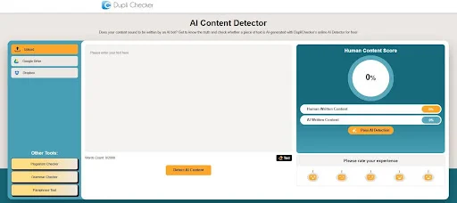 AI detectors for teachers - DupliChecker’s AI Content Detector