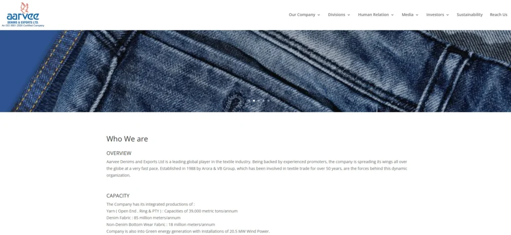 Textile Company in Gujarat - Aarvee Denims & Exports Ltd.