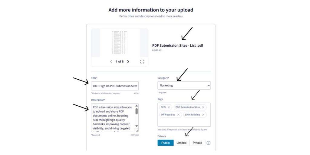 PDF Submission Sites