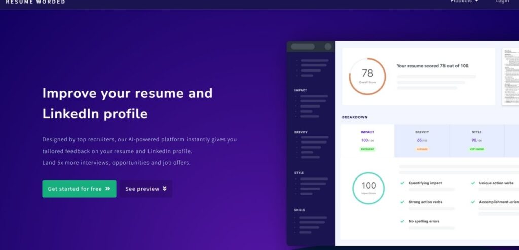 Resume Worded -Best AI Resume Builders