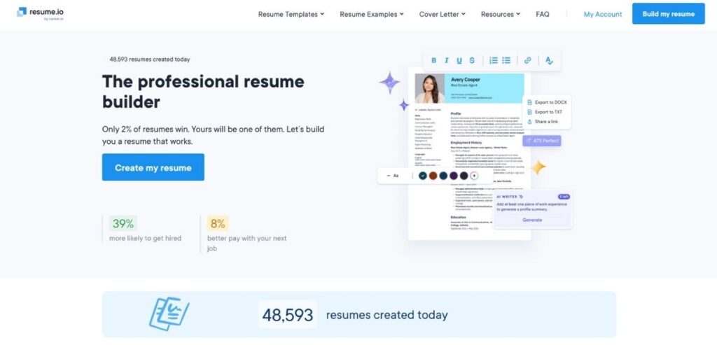 Resume.io - Best AI Resume Builders