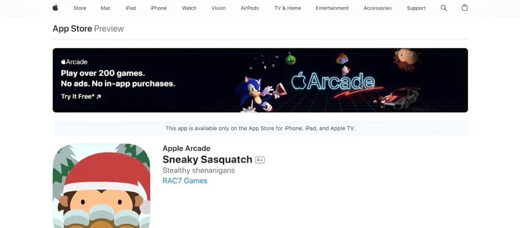 Apple Arcade Game - Sneaky Sasquatch