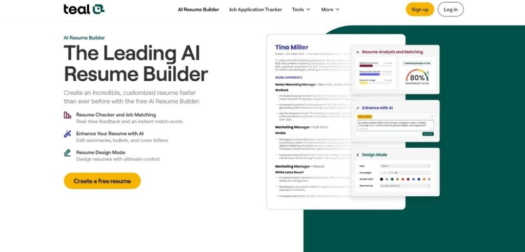 Teal - Best AI Resume Builders