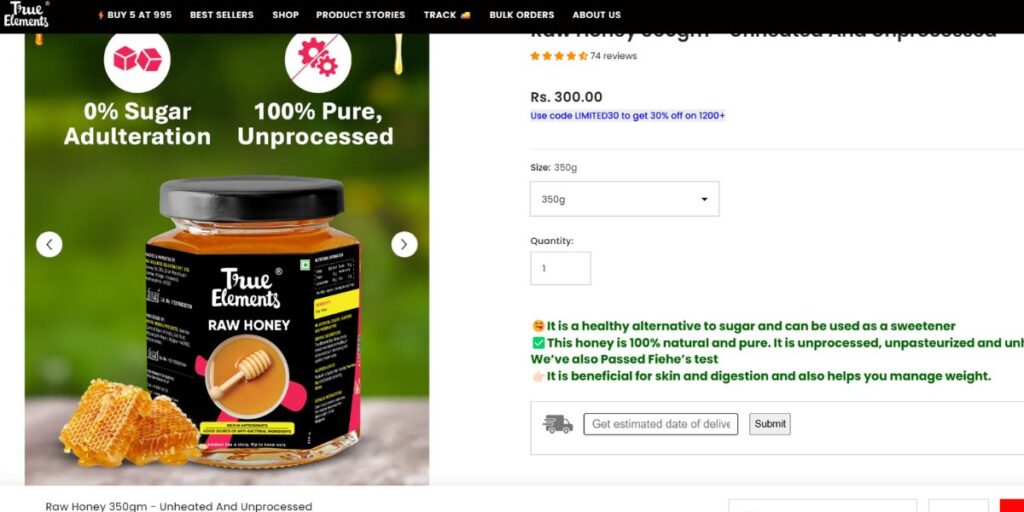 Best Honey in India - True Elements Raw Honey