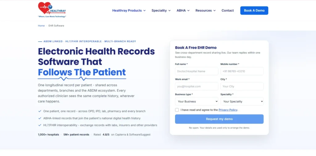 Electronic health record software - Healthray
