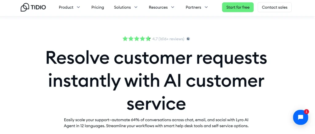AI Customer Service Chatbot - Tidio
