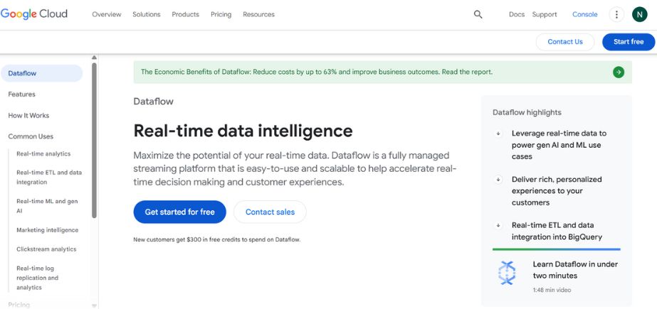 Data Pipeline Tools - Google Cloud Dataflow