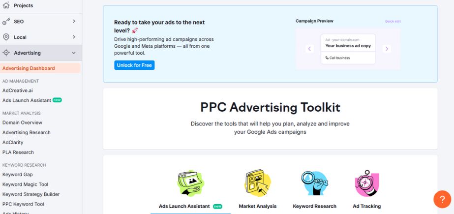 Facebook Ads Tools - SEMrush (PPC Toolkit)