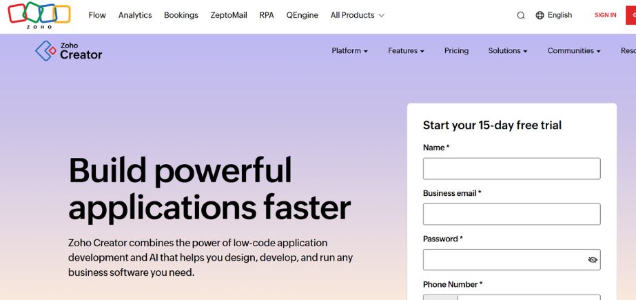 Business Application Development Tool - Zoho Creator