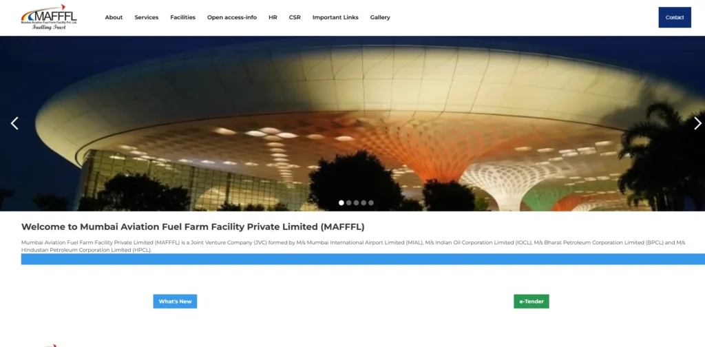 Oil Company in India - Mumbai Aviation Fuel Farm Facility Pvt. Ltd. (MAFFFL)