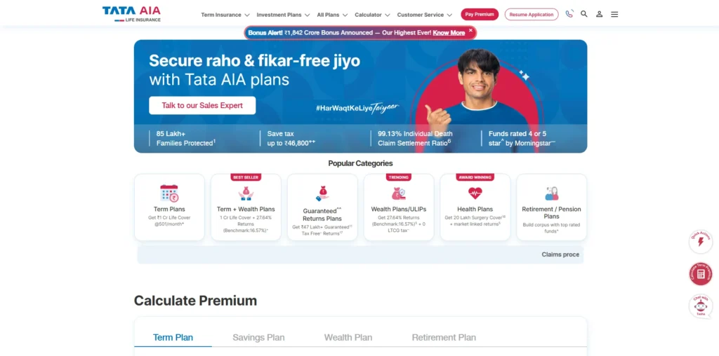 Insurance Company in India - Tata AIA Life Insurance Company Limited