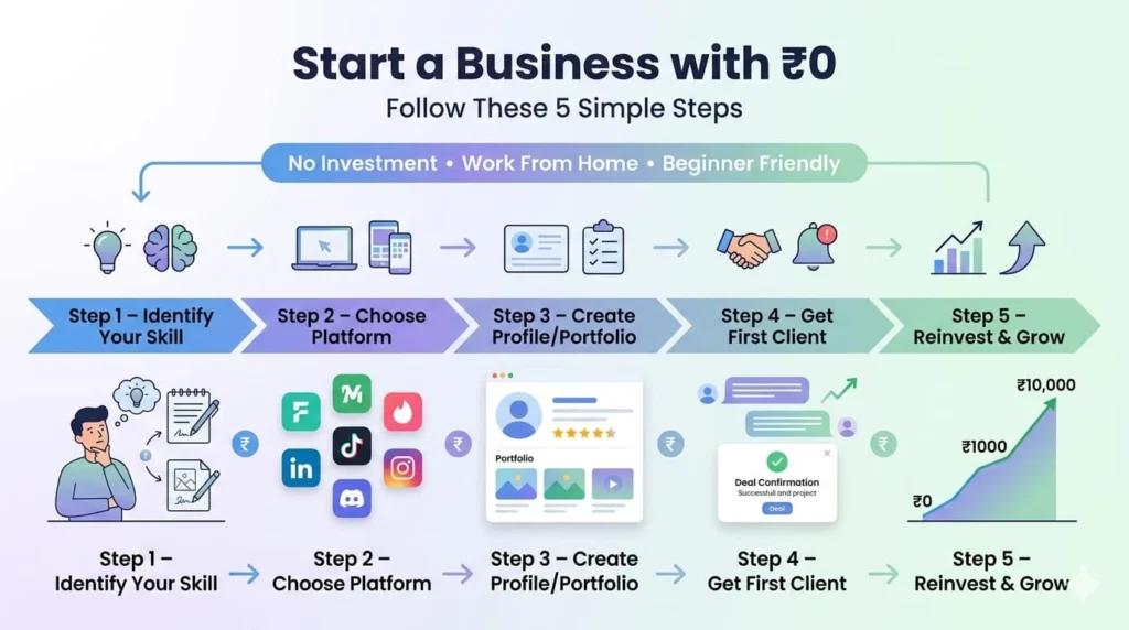 Ho‍w to Start a Z‍ero Investmen‌t​ B‌usines‌s Step by S⁠tep