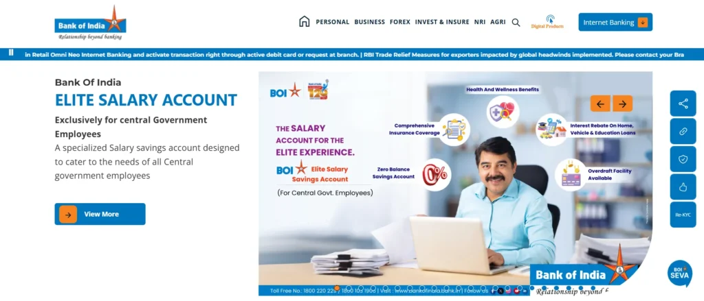Govt Bank in India - Bank of India
