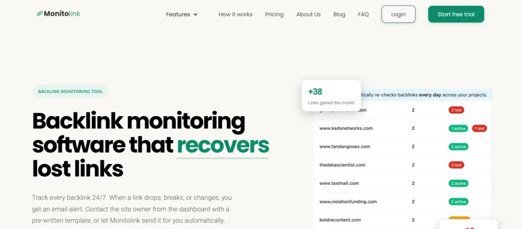 Backlink Monitoring Tool - MonitoLink
