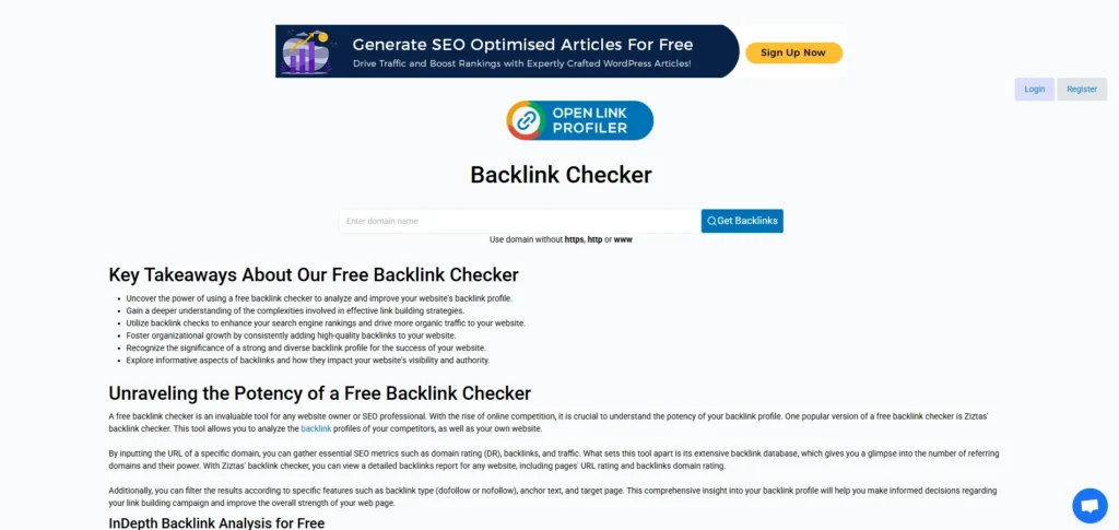 Backlink Monitoring Tool - OpenLinkProfiler