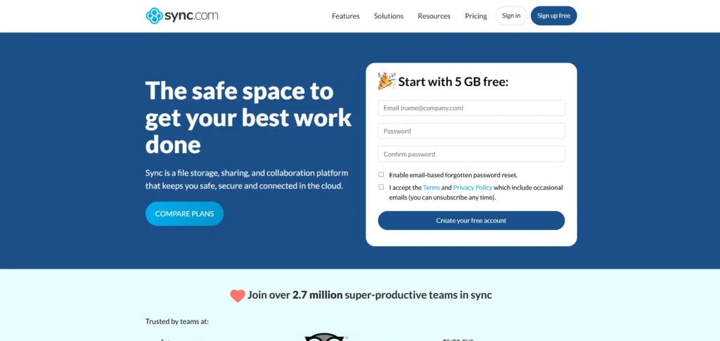 Business Cloud Storage and File Sharing Provider - Sync.com