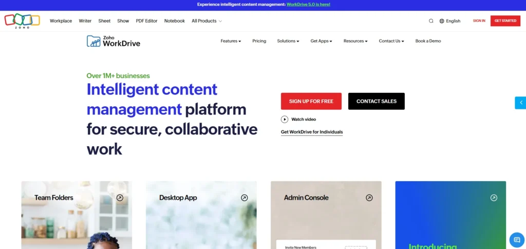 Business Cloud Storage and File Sharing Provider - Zoho WorkDrive