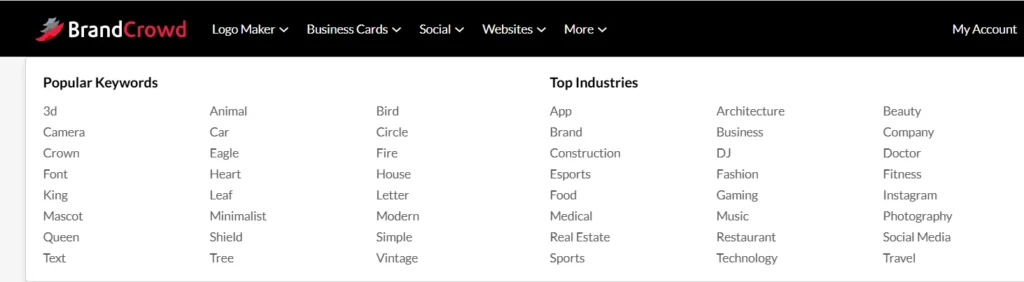 Brandcrowd keywords and industries