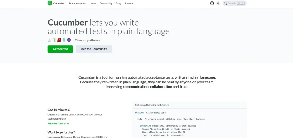 Automation Testing Tool - Cucumber
