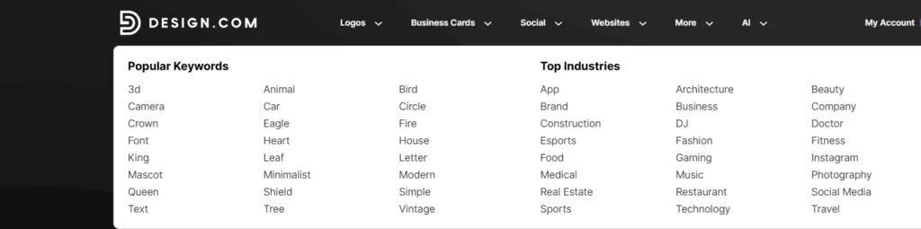 Design keywords and industries