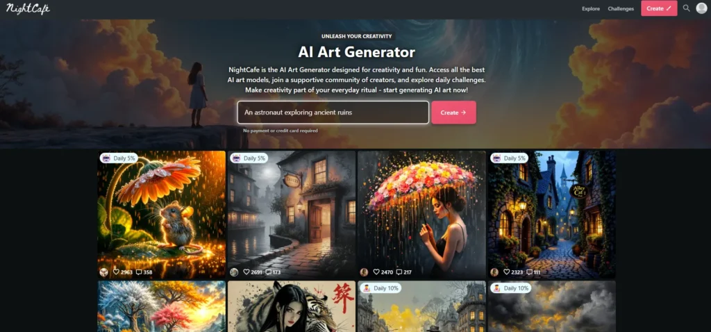 PicFinder AI Alternative - NightCafe Studio