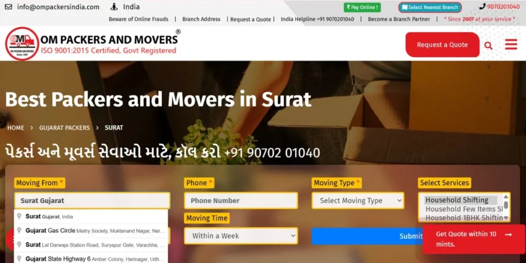 Packers and Movers in Surat