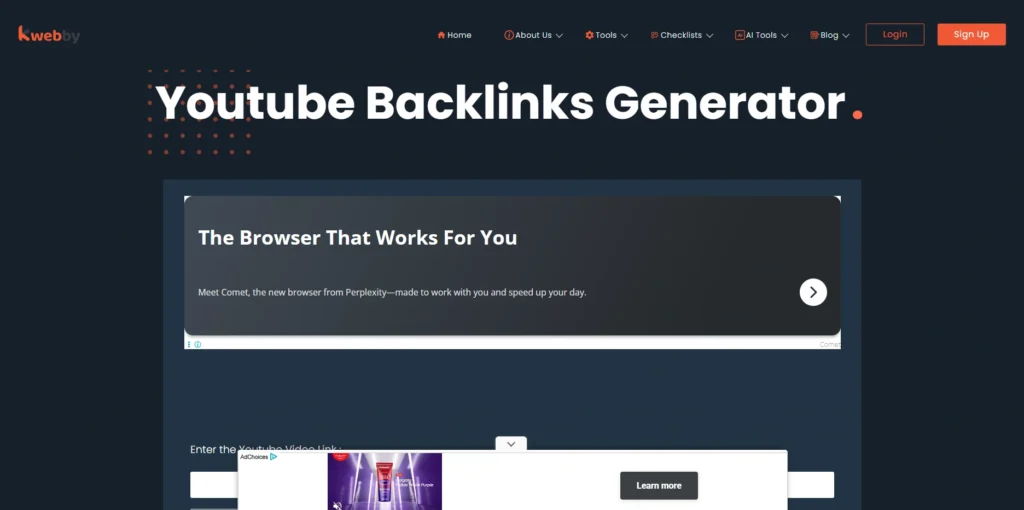 Kwebby YouTube Backlinks Generator-YouTube Backlink Generator Tools