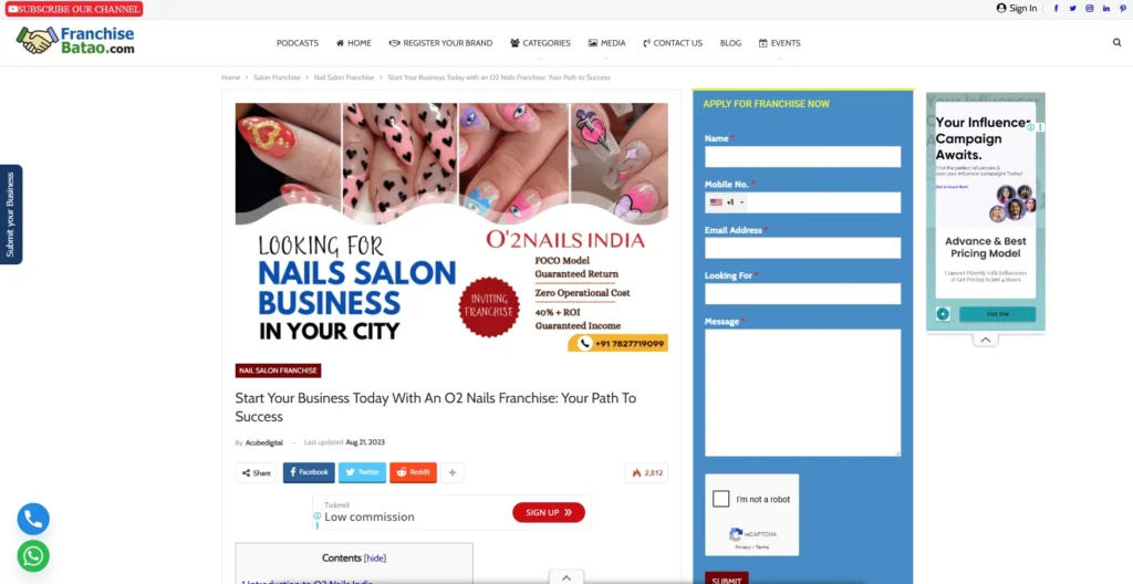 FOCO Franchise in India - O2 Nails