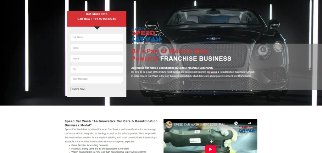 Speed Car Wash-Automotive Franchises to Consider in India