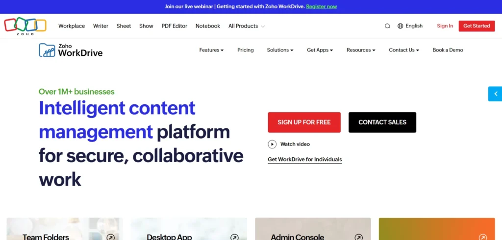 Cloud Storage Alternative - Zoho WorkDrive