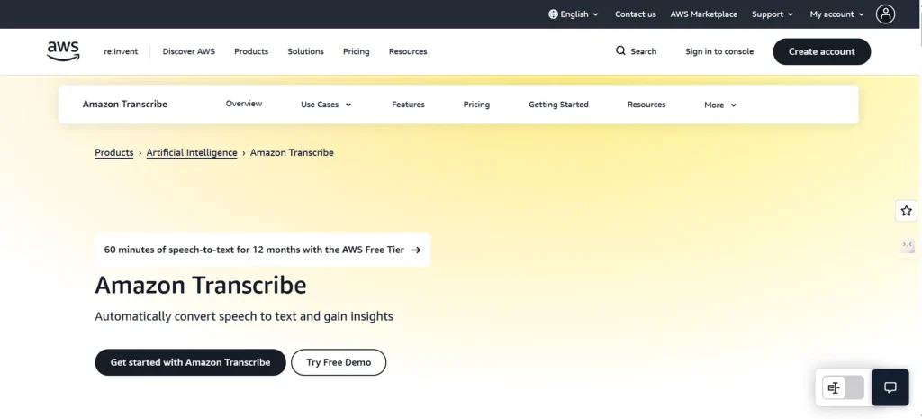 Dictation Software - Amazon Transcribe