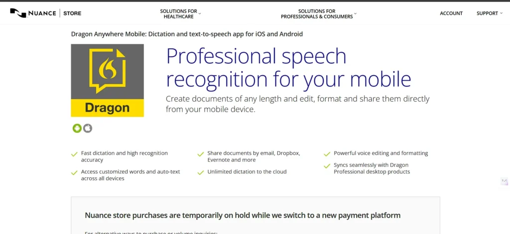 Dictation Software - Dragon Anywhere