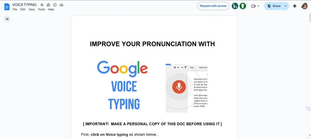 Dictation Software - Google Docs Voice Typing
