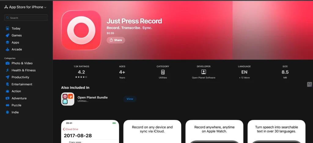 Dictation Software - Just Press Record
