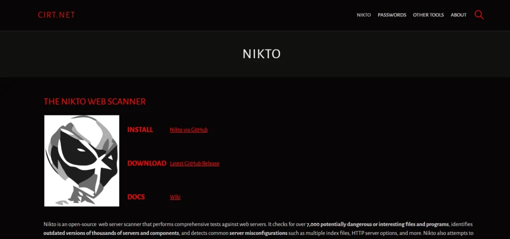 Open Source Cybersecurity Tool - Nikto