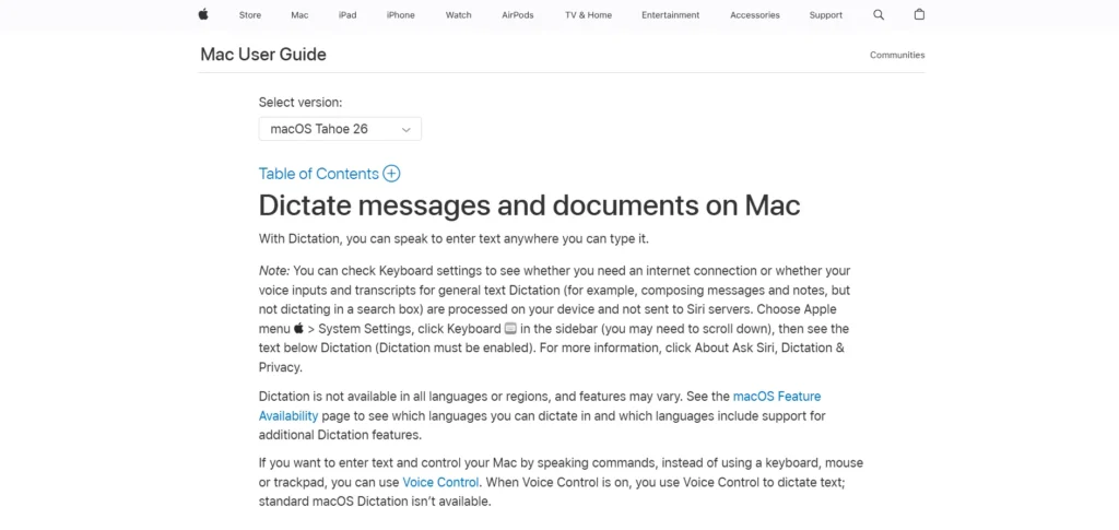 Dictation Software - Apple Dictation