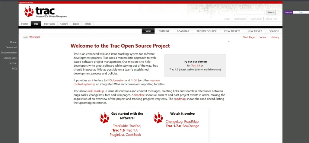 Trac - Bug Tracking Software