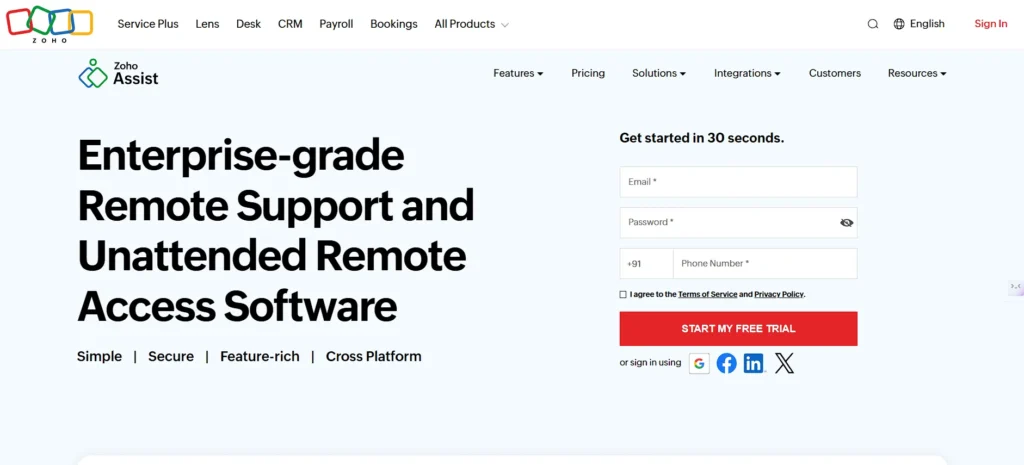AnyDesk Alternatives - Zoho Assist