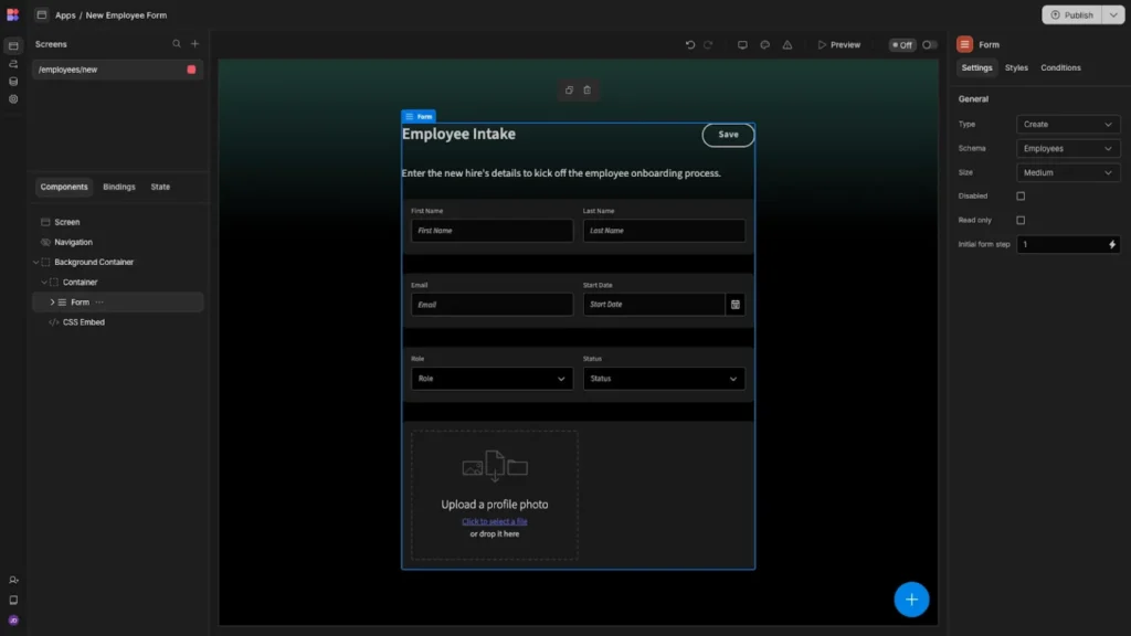 Budibase - AI Form Generator