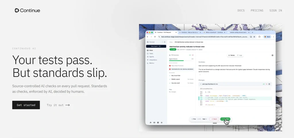 ai coding tool - Continue.dev