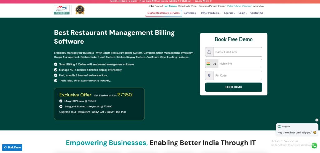 Canteen Management Software-Marg ERP9+ Restaurant Software