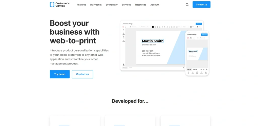 Web-to-Print Software-Customer’s Canvas