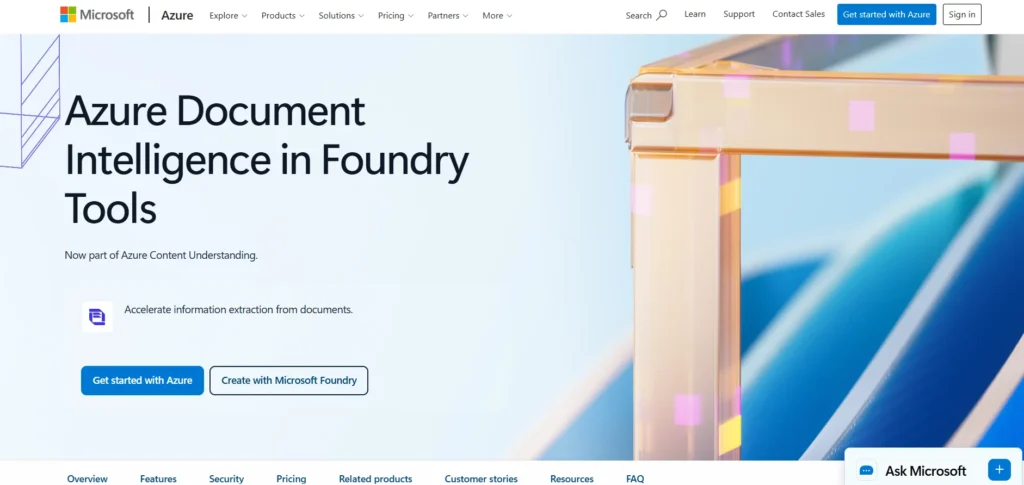 OCR Handwriting Recognition Software - Microsoft Azure AI Document Intelligence